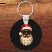 African American Cool Santa Claus Christmas Pajama Schlüsselanhänger (Vorderseite)