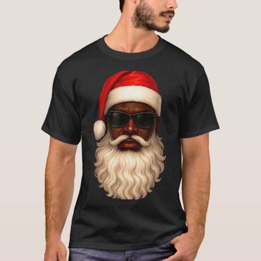 African American Cool Santa Claus Christmas Pajama T-Shirt (Vorderseite)