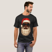 African American Cool Santa Claus Christmas Pajama T-Shirt (Vorne ganz)