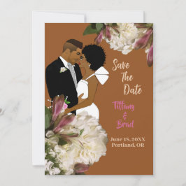 African American Couple Terracotta Rett-the-date Save The Date
