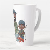African American Dad and Son Fishing Milchtasse (Rechte Ecke)