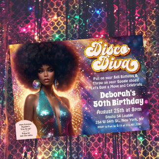 African American Disco Diva 70er Disco Einladung