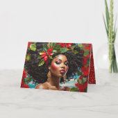 African American Diva Illustration Christmas Holly Karte (Rückseite)