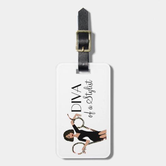 "African+American Diva of a Stylist" Gepäckanhänge Gepäckanhänger (Vorderseite vertikal)