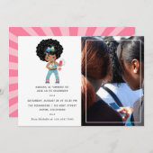 African American Girl Foto Booth Selfie Birthday Einladung (Vorne/Hinten)