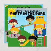 African American Girl Party im Park Invite Einladung (Vorne/Hinten)
