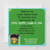 African American Girl Party im Park Invite Einladung (Rückseite)