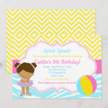 African American Girl Pool Party Bash Party