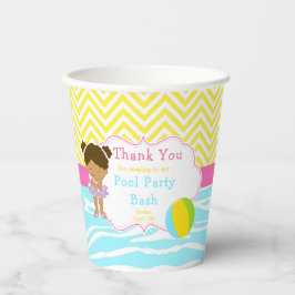 African American Girl Pool Party Bash Party Pappbecher
