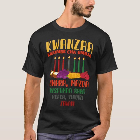 African American Holiday or Kwanzaa Kinara or Kwan T-Shirt (Vorderseite)