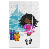 African American Irish Dancer Winter Weihnachten Mittlere Geschenktüte (Rückseite)