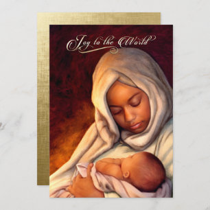 African American Madonna Flat Christmas Cards Feiertagskarte