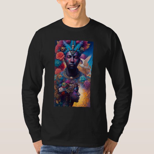 African American Man and Woman Mystical Fantasy AI T-Shirt (Vorderseite)