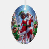 African American Mr & Mrs Claus Ornament Aus Metall (Vorderseite Rechts)