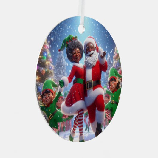 African American Mr & Mrs Claus Ornament Aus Metall (Vorderseite Rechts)