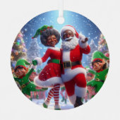 African American Mr & Mrs Claus Ornament Aus Metall (Vorderseite)