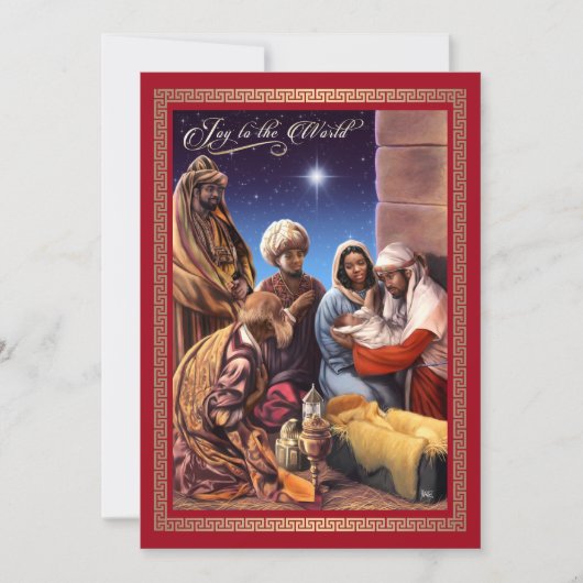 African American Nativity Art Flat Christmas Card Einladung (Vorderseite)