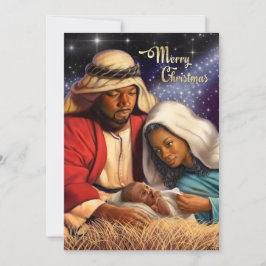 African American Nativity Art Flat Christmas Cards Feiertagskarte
