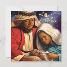 African American Nativity Art Flat Christmas Cards Feiertagskarte
