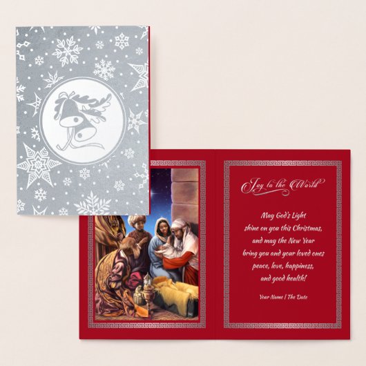 African American Nativity Scene Christmas Real Folienkarte (Anzeige)