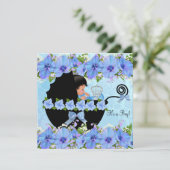 African American Prince Baby Shower Boy Blue Einladung (Stehend Vorderseite)