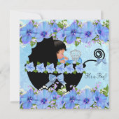 African American Prince Baby Shower Boy Blue Einladung (Vorderseite)