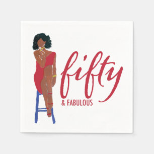 African American Red Dress Diva 50 & Fabulous Serviette