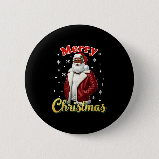 African American Santa Christmas Cool Black X-mas  Button (Vorderseite)