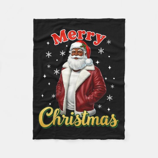 African American Santa Christmas Cool Black X-mas Fleecedecke (Vorderseite)