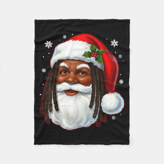 African American Santa Christmas Cool Black X-mas  Fleecedecke (Vorderseite)