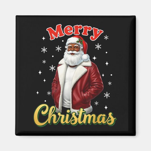 African American Santa Christmas Cool Black X-mas Magnet (Vorne)