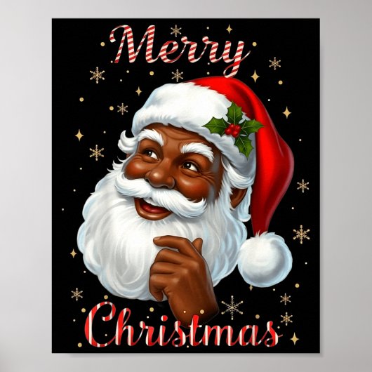 African American Santa Christmas Cool Black X-mas Poster (Vorne)