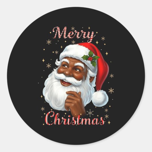 African American Santa Christmas Cool Black X-mas  Runder Aufkleber (Vorderseite)