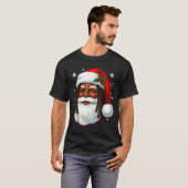 African American Santa Christmas Cool Black X-mas T-Shirt (Vorne ganz)