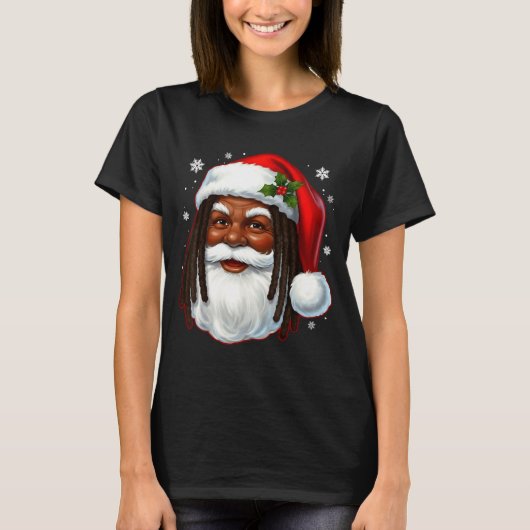 African American Santa Christmas Cool Black X-mas  T-Shirt (Vorderseite)