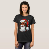 African American Santa Christmas Cool Black X-mas T-Shirt (Vorne ganz)