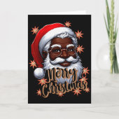 African American Santa Christmas Pajama Black X-ma Karte (Vorderseite)