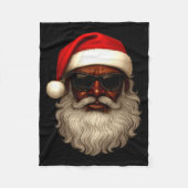 African American Santa Christmas Pajama Cool Black Fleecedecke (Vorderseite)