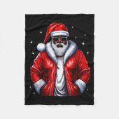 African American Santa Christmas Pajama Cool Black Fleecedecke (Vorderseite)