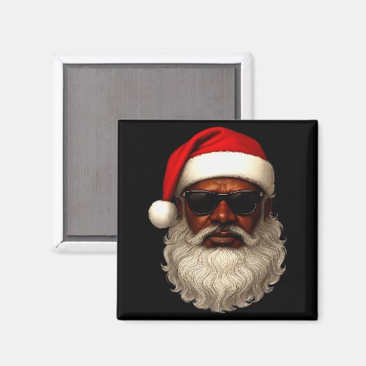African American Santa Christmas Pajama Cool Black Magnet (Vorderseite/Rückseite)