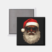 African American Santa Christmas Pajama Cool Black Magnet (Vorderseite/Rückseite)