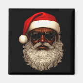 African American Santa Christmas Pajama Cool Black Magnet (Vorne)