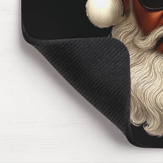 African American Santa Christmas Pajama Cool Black Mousepad (Ecke)