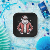 African American Santa Christmas Pajama Cool Black Pappteller (Party)