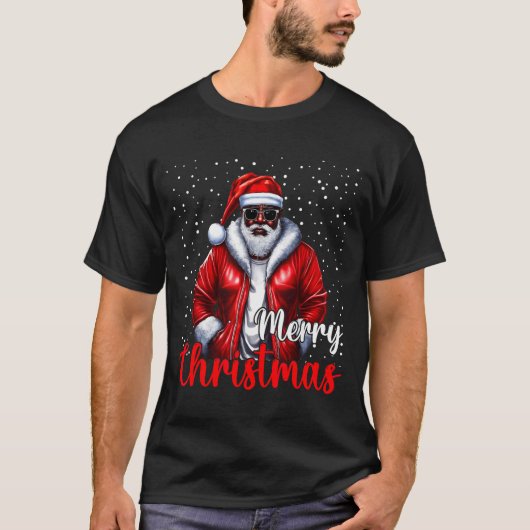 African American Santa Christmas Shirt Pajama Cool (Vorderseite)