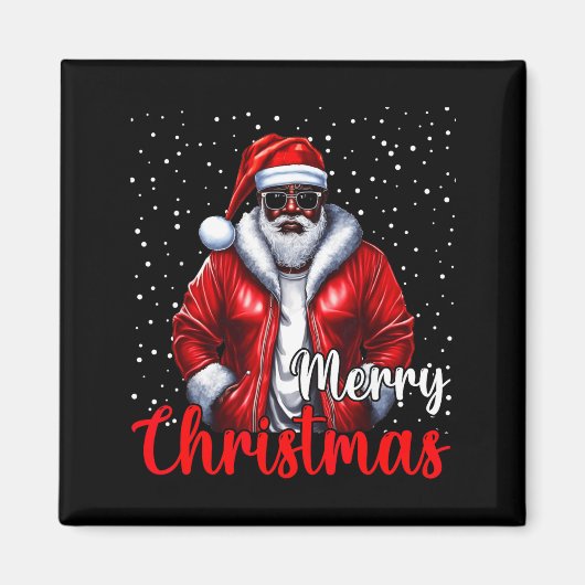 African American Santa Christmas Shirt Pajama Cool Magnet (Vorne)
