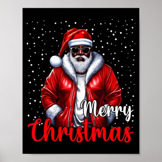 African American Santa Christmas Shirt Pajama Cool Poster (Vorne)