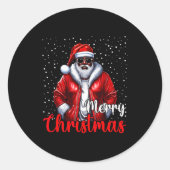 African American Santa Christmas Shirt Pajama Cool Runder Aufkleber (Vorderseite)