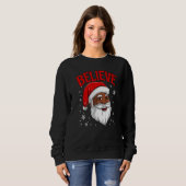 African American Santa Claus Believe Black Afro Xm Sweatshirt (Vorne ganz)