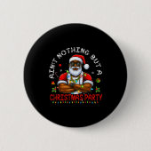 African American Santa Claus Christmas Pajama Menw Button (Vorderseite)
